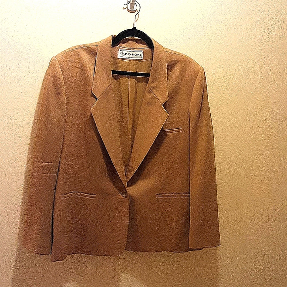 EVAN PICONE Tan Wool Blazer Size: 18